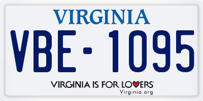 VA license plate VBE1095