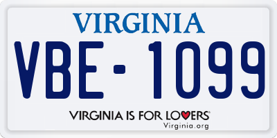 VA license plate VBE1099