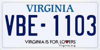 VA license plate VBE1103