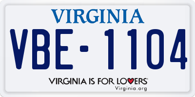 VA license plate VBE1104