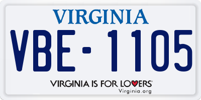 VA license plate VBE1105