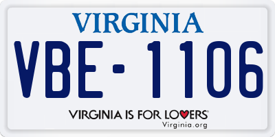 VA license plate VBE1106