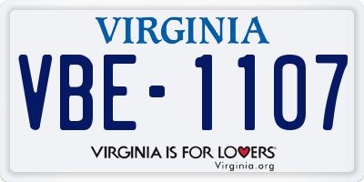 VA license plate VBE1107