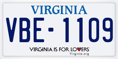 VA license plate VBE1109