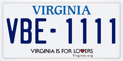 VA license plate VBE1111