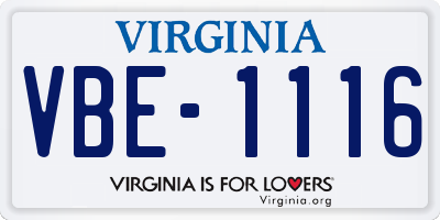 VA license plate VBE1116