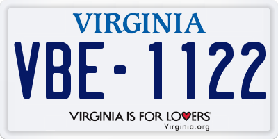 VA license plate VBE1122