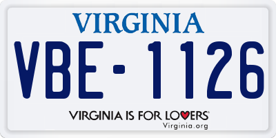 VA license plate VBE1126