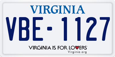 VA license plate VBE1127