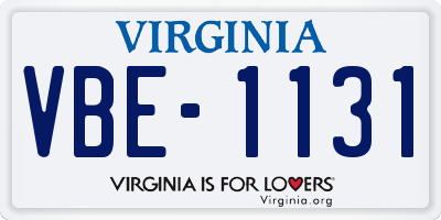 VA license plate VBE1131