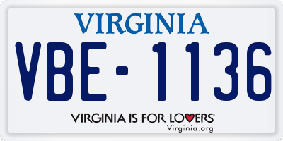 VA license plate VBE1136