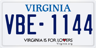 VA license plate VBE1144