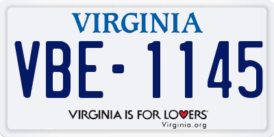 VA license plate VBE1145