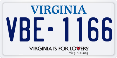 VA license plate VBE1166