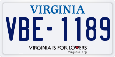 VA license plate VBE1189