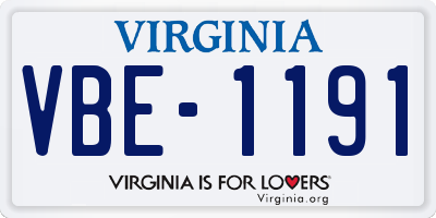 VA license plate VBE1191