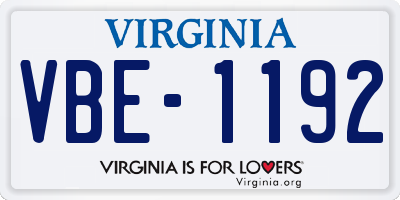 VA license plate VBE1192