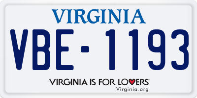 VA license plate VBE1193
