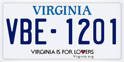 VA license plate VBE1201