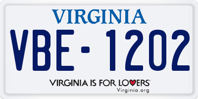 VA license plate VBE1202