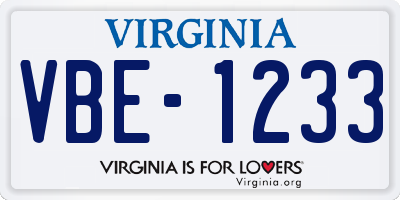 VA license plate VBE1233