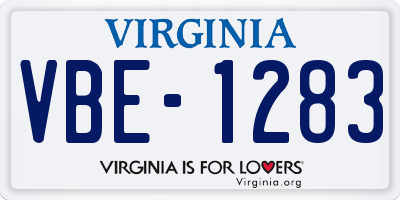 VA license plate VBE1283