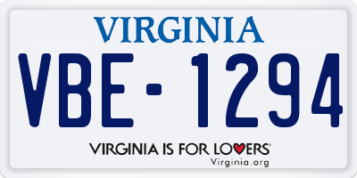 VA license plate VBE1294