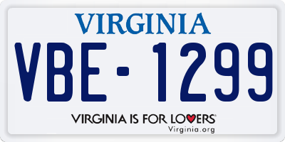 VA license plate VBE1299