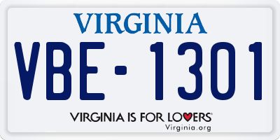 VA license plate VBE1301