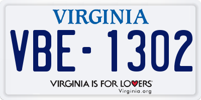 VA license plate VBE1302