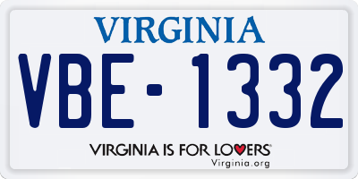 VA license plate VBE1332