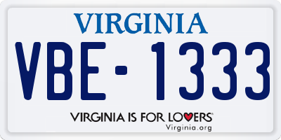 VA license plate VBE1333