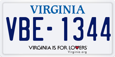 VA license plate VBE1344