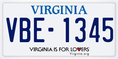 VA license plate VBE1345