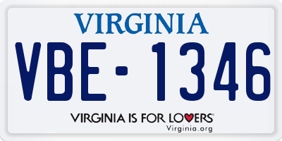 VA license plate VBE1346