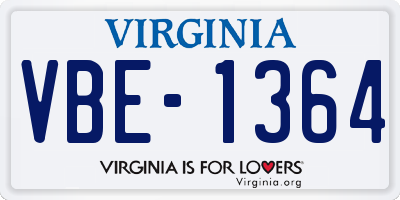 VA license plate VBE1364