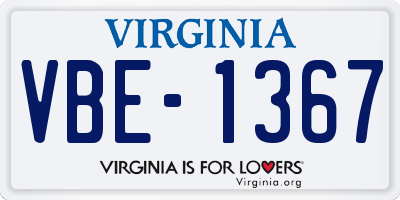 VA license plate VBE1367