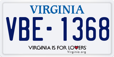 VA license plate VBE1368