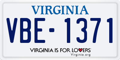 VA license plate VBE1371