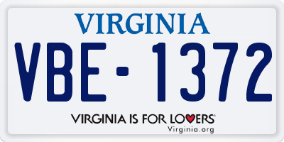 VA license plate VBE1372