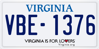 VA license plate VBE1376