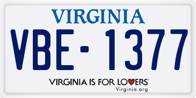 VA license plate VBE1377
