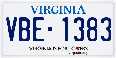 VA license plate VBE1383
