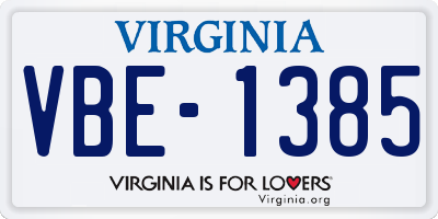 VA license plate VBE1385