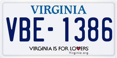 VA license plate VBE1386