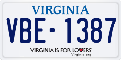 VA license plate VBE1387