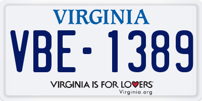 VA license plate VBE1389