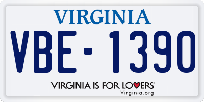VA license plate VBE1390