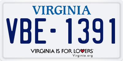 VA license plate VBE1391