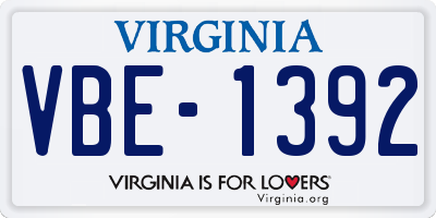 VA license plate VBE1392